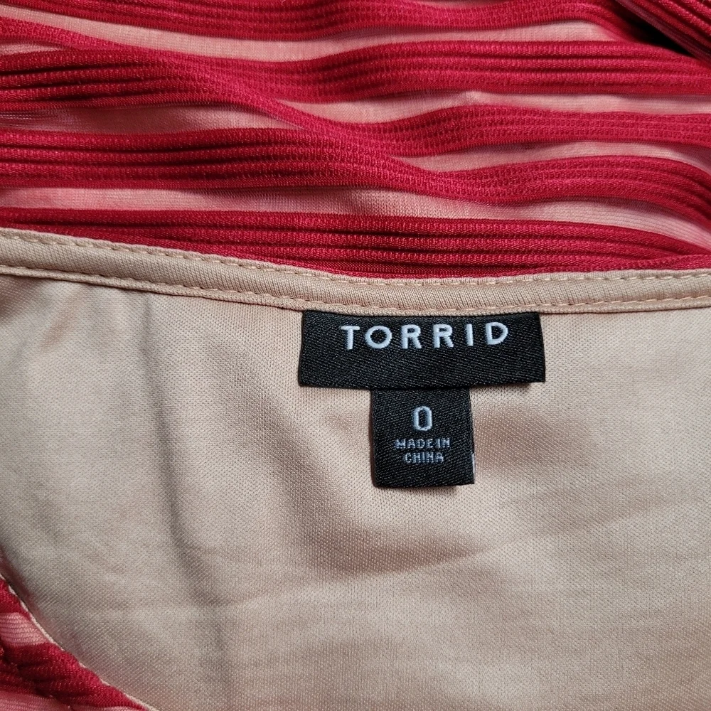 Torrid Knit Shadow Striped Peplum Top - Picture 3 of 6